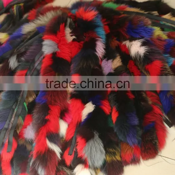 BBG-H-25 Dye Color Large Fox Fur Tail Collar /real Fur Trim for Winter Coat/Parka photo-3