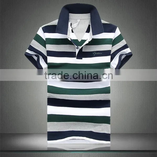 Wholesale Custom Polo T Shirt 2016 New Design Cotton Short Casual Striped Slim Contrast Color Men's Polo Shirt photo-3