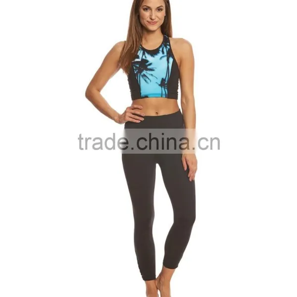 2017 Ladies Custom Design Sublimation Printed Private Label Crop Top Cutout Yoga Sports Bra Wholesale photo-4