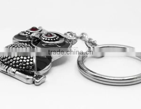 Unique Stainless Steel Animal Night Owl Charm Pendant Key Chain Key Holder Key Ring photo-3