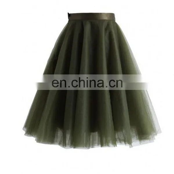 Mesh Tulle Skirt in Olive photo-5