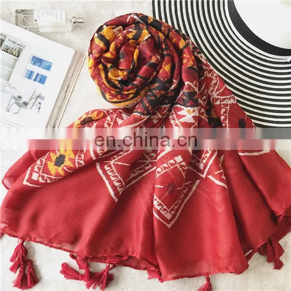 New Long Towel Fashion Tribal Print Tassel Spring Autumn Beach All-match Printing Scarf photo-5