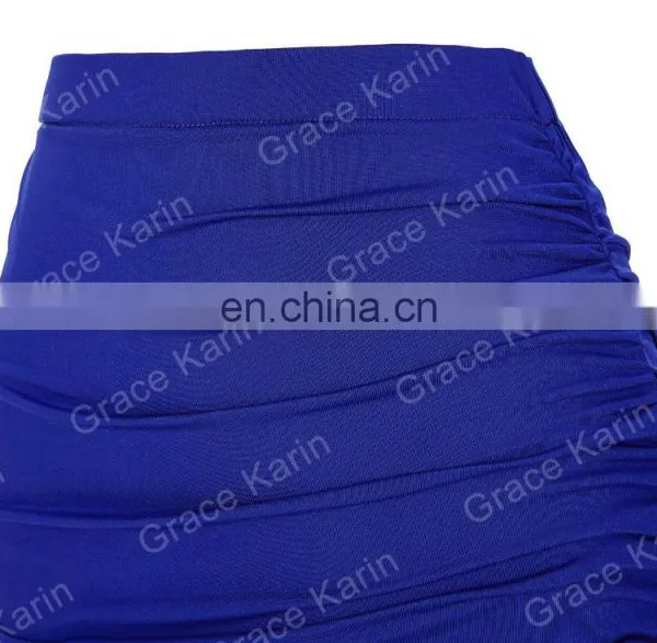 Grace Karin Occident Women's Solid Blue Color High Stretchy Pleated Pencil Skirt CL008930-1 photo-4
