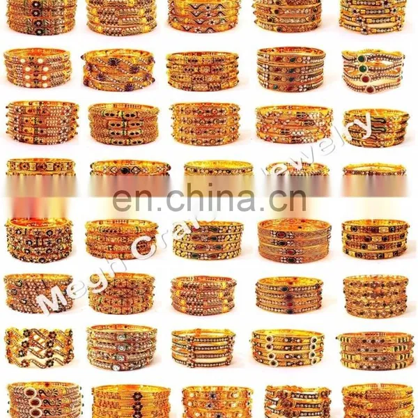 One Gram Gold Plated Bangle Set - South India Gold Plated Kada Set - Wedding Wear Bangles - Wholesale Traditional Bangle photo-4