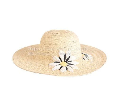 Embroidered Paper Braid Floppy Hat