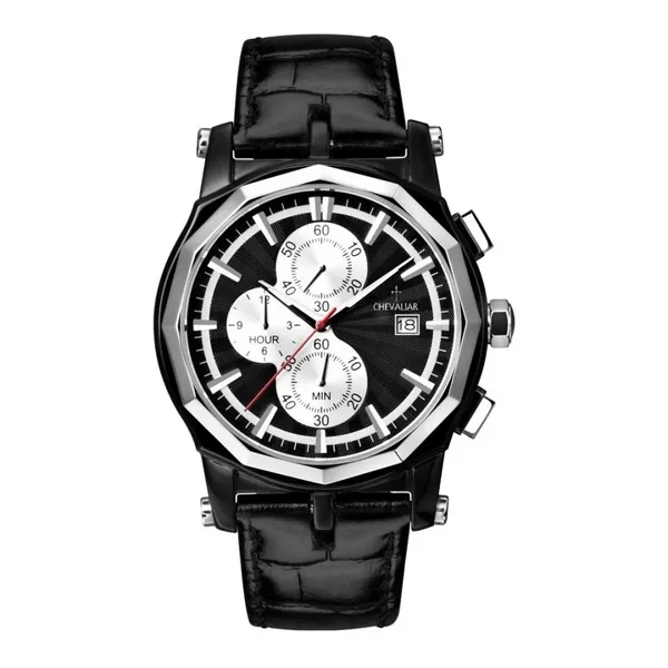 Stainless Steel Fashion Multi-function Watches Man Genuine Leather Quartz Chronograph Watch photo-4