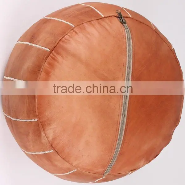 Luxury Custom Logo Moroccan Leather Ottoman photo-3