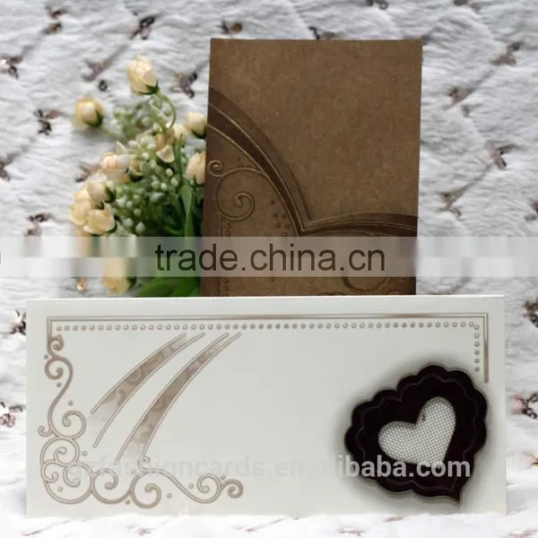 Muslim Wooden Heart-shaped Design Pocket Wedding Invitation Card photo-6
