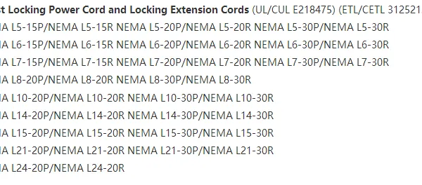 NEMA L15-20P/NEMA L15-30P 125V/250V Locking Power Supply Cord photo-5