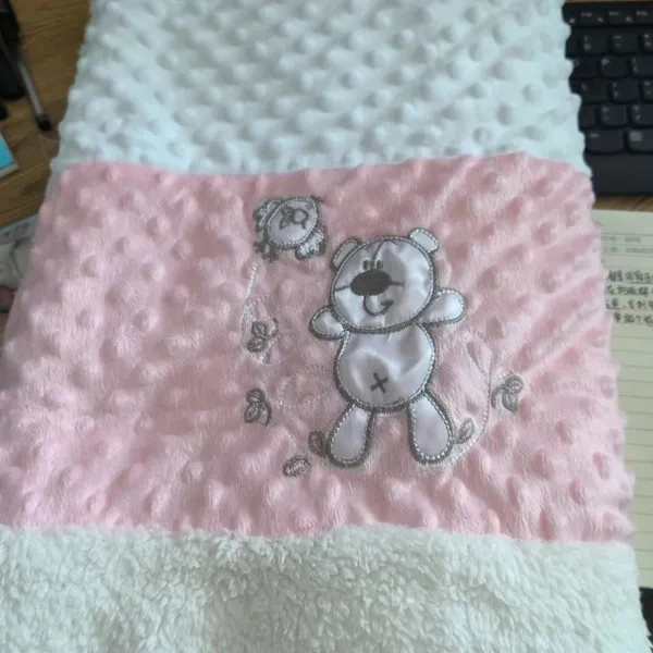 Soft and Warm Double Layer Baby Blanket Wrap Bubble Design With Sherpa Inside