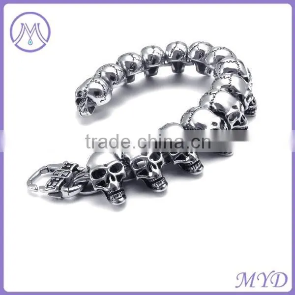 High Quality Metal Skulls Linked Bracelet for Man Jewelry photo-4