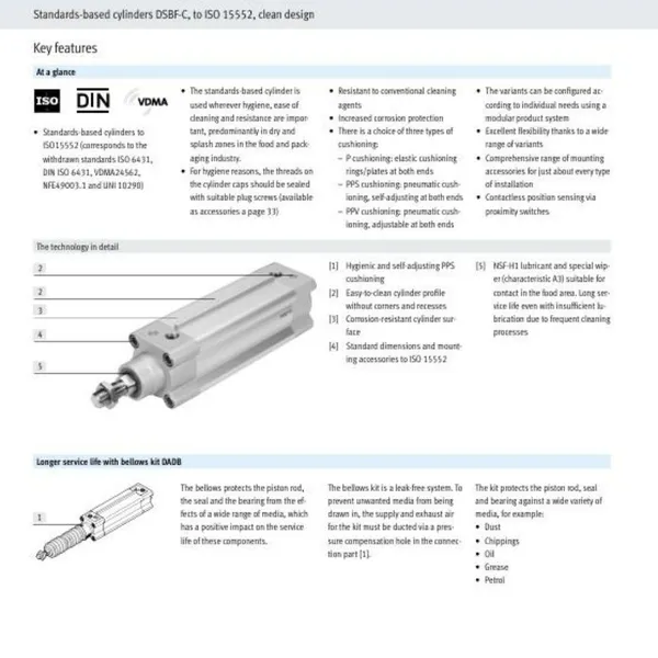 100% Original FESTO Standards-based Cylinder DSBF-C-32-25-PPSA-N3-R 1778834 DSBF-C-32-25-PPVA-N3-R 1773752 ISO Cylinder photo-5