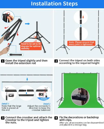 Adjustable Photography Background Stand Photo Backdrop Stands Kit 10x8ft photo-2