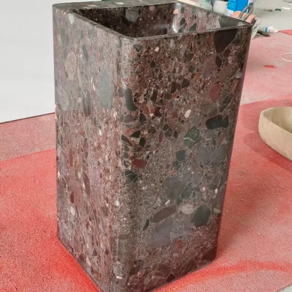 Cuckoo Red Marble Free Standing Pedestal Sink Polished Natural Stone Basin Фабрика предлагает прямую настройку размеров для гостиниц, вилл и домов