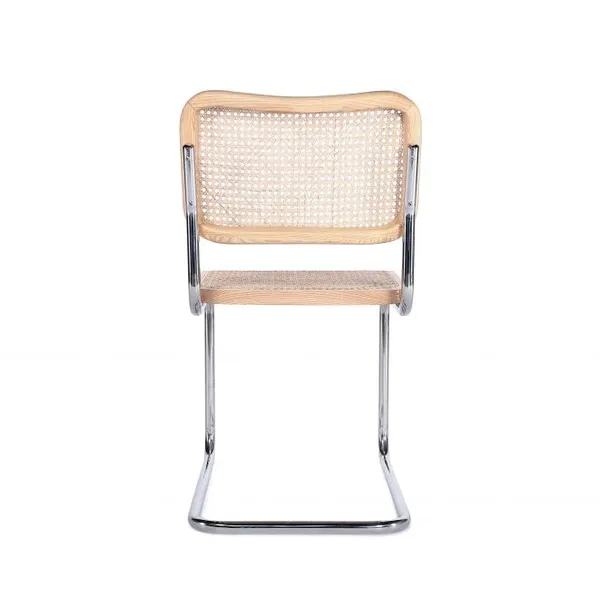Mid-Century Modern Cesca Side Chair, Marcel Breuer Replica Rattan Dining Chair With Polished Chrome Steel Frame for Commercial & Home Use photo-3