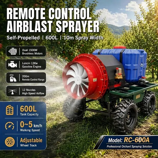Wireless Remote Control Farm Sprayer 600L High Performance Airblast Spraying Machine for Crops