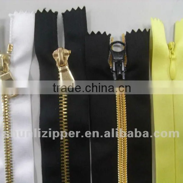 No.5 Silk Tape Long Chains Brass Zipper
