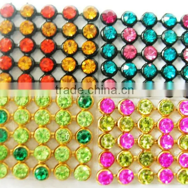 mixed colors hot fix rhinestone mesh