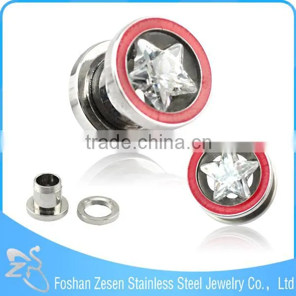 316L Big Star Zircon Body Jewelry Making Supplies Ear Plugs Tunnel photo-2