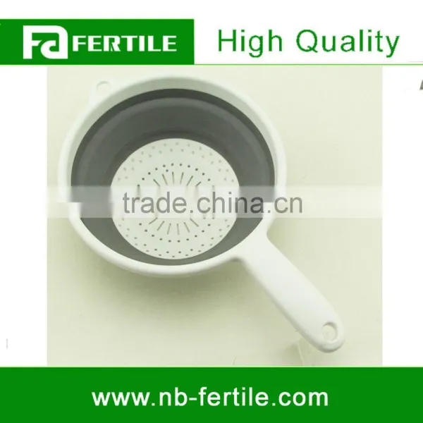WFZ TV001138 Green Color Food Colander Collapsible Silicone Kitchen Sink Strainer With Handle photo-5