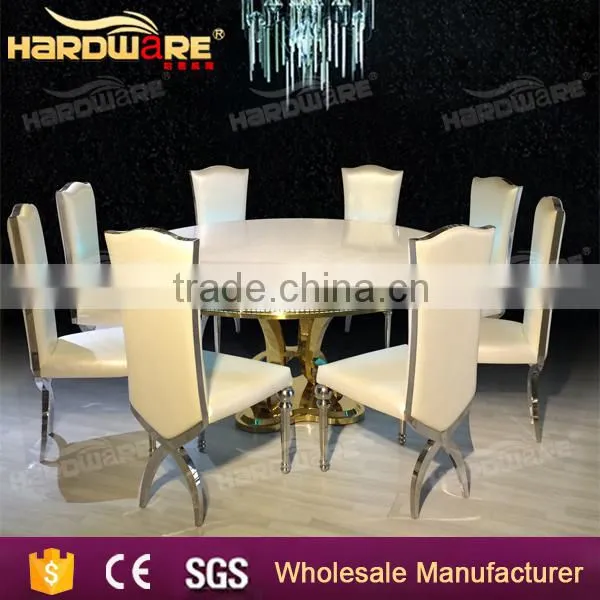 Mdf Hotel Gold Hotel Dining Table Golden Base Stainless Steel Led Table photo-6