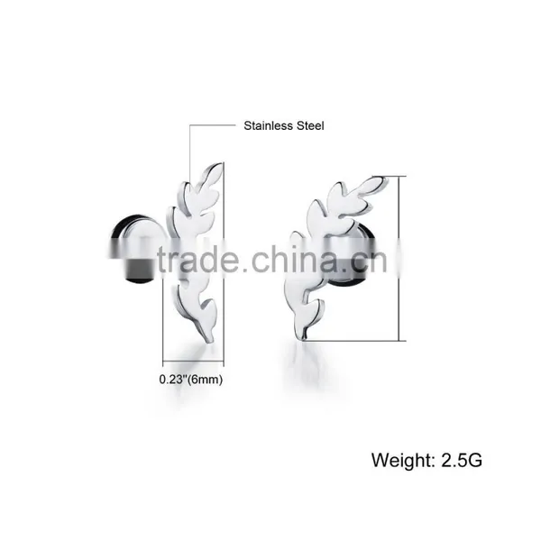 2016 Fashion Earring Designs Pictures 316L Stainless Steel Black Leaf Ladies Cute Earring photo-6