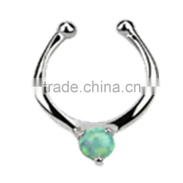 Opal Illusion Faux Clicker Septum Nose Ring photo-2
