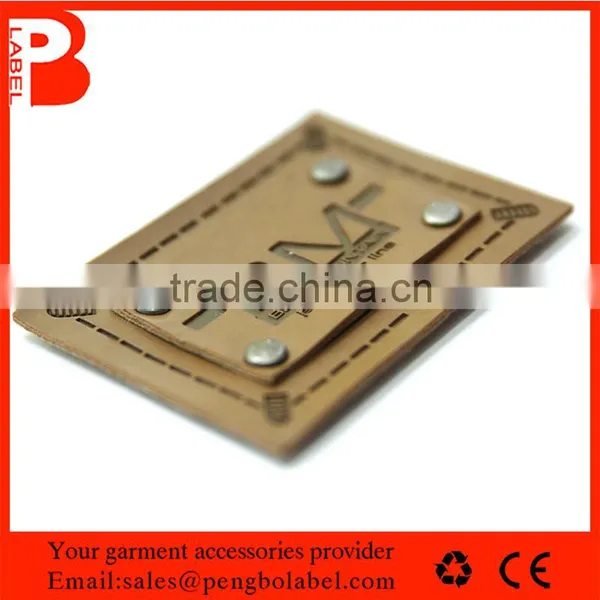 Fashion Jeans Leather Patch With Metal photo-2