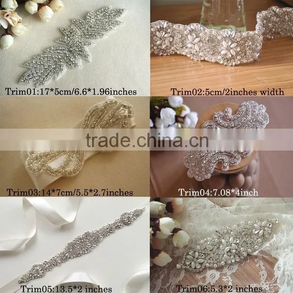 Rhinestone Applique,crystal Bridal Sash Applique, Rhinestone Trim Applique, Rhinestone Embellishment,wedding Beaded Applique