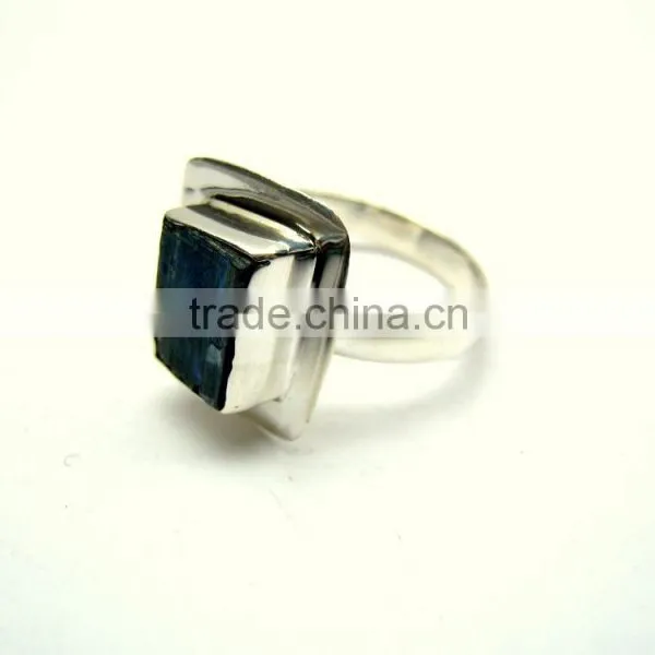 Blue Kyanite Raw Natural Gemstones Ring, Rough Gemstone Adjustable Rings, 925 Solid Sterling Silver Jewelry photo-4