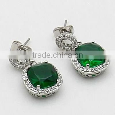 925 Silver Rhodium Plated Green Glass Sets photo-3