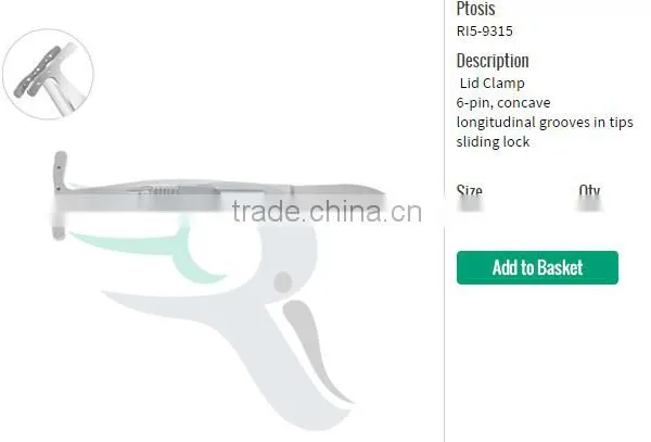 Ptosis Lid Clamp 6-pin, Concave Longitudinal Grooves in Tips Sliding Lock, Putterman Clamp Ptosis
