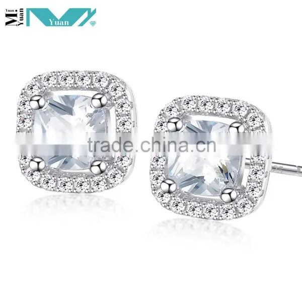 Women Earrings Square Cubic Zirconia Stud Earrings Fashion Jewlery Ear Studs
