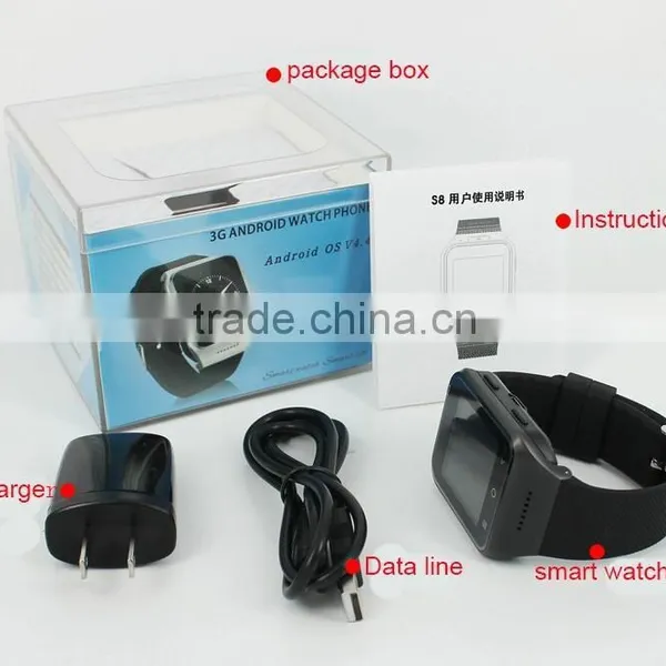 S8 3G Smart Watch 1.54"Android 4.4 MTK6572 Dual Core Smart Electronic Watch WCDMA GSM With Email GPS WIFI photo-6