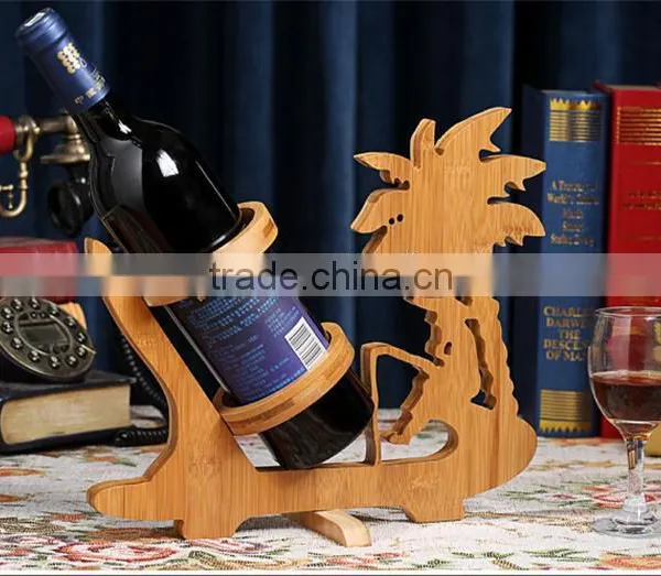 WR007/100% Bamboo Material Chinese Style Hot Sale Fishing Shaped Folding Bamboo Wine Rack photo-2