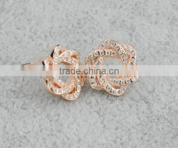 Pave Setting cz Diamond Pressed Stud Silver Earrings, 2015 Latest Fashion Model in Promotions photo-5