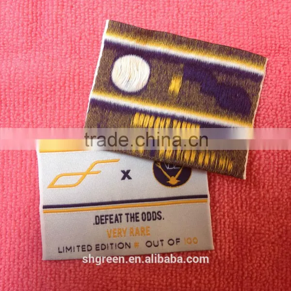Dark Brown Basis Shiny Golden Metallic Thread Logo Woven Patches photo-6
