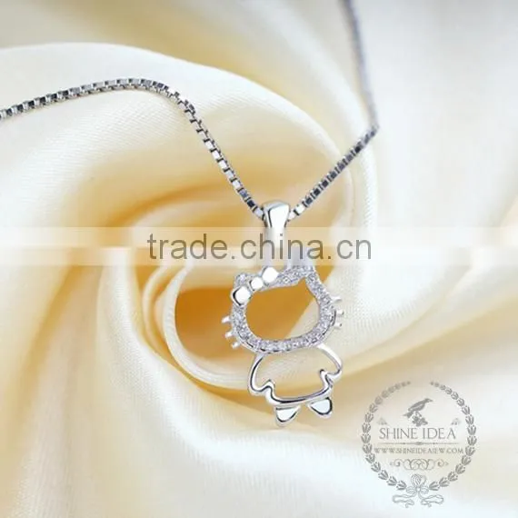 925 Sterling Silver Kitty Cat Necklace Fashion Women Necklace Supplies 6360444 photo-2