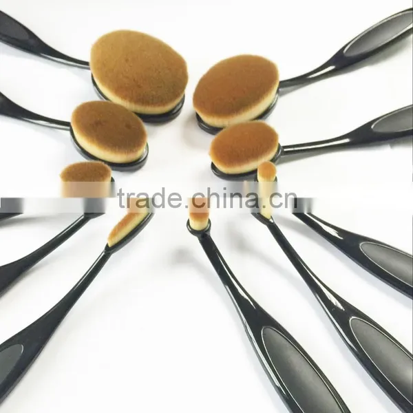 2016 New Professional 10 Pcs Soft Oval Toothbrush Design Makeup Brush Brush Makeup Cosmetics Tool Sets Foundation Brushes photo-5