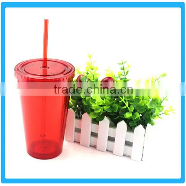 Wholesale Plastic Colorful Double Wall Straw Mug photo-2