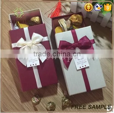 Rectangular Wedding Sweet Box With Decorative Bowknot photo-5