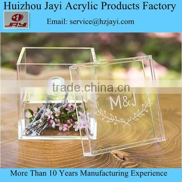 Crystal Acrylic Lucite Luxury Fancy Square Wedding Multiple Ring Box photo-2