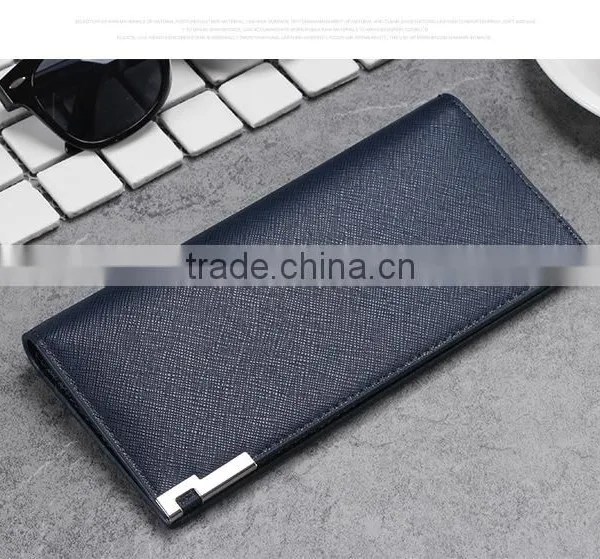 Wholesale New Men's Long Slim Wallet Card Wallet Multi Cross Pattern Wallet Purse