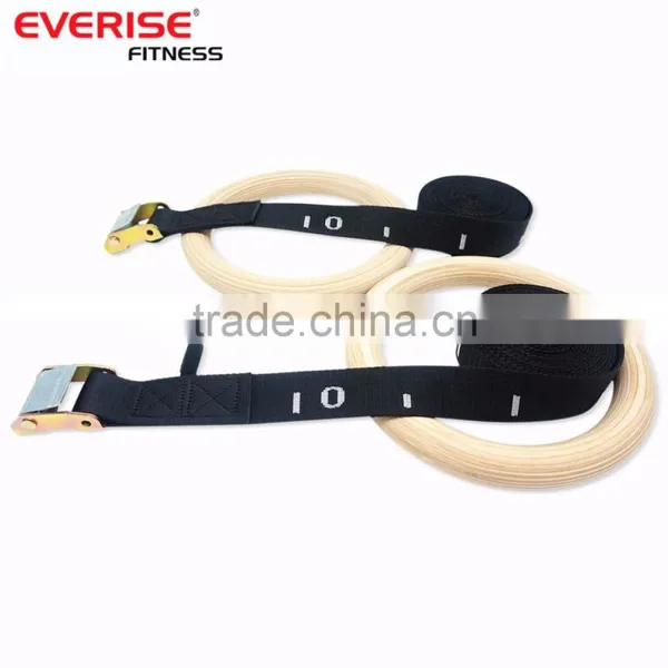 Wooden Gymnastic Rings With Gym Wrist Straps and Adjustable Strap Buckle for Crossfit photo-2