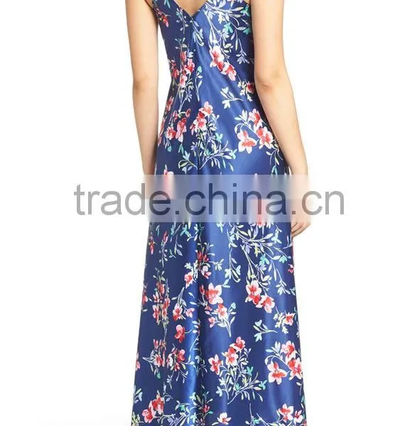 Latest Modal Romatic Nightgown for Women Sleepwear Long Satin Silk Floral Printed Pajamas Wholesale Custom High Quality photo-4