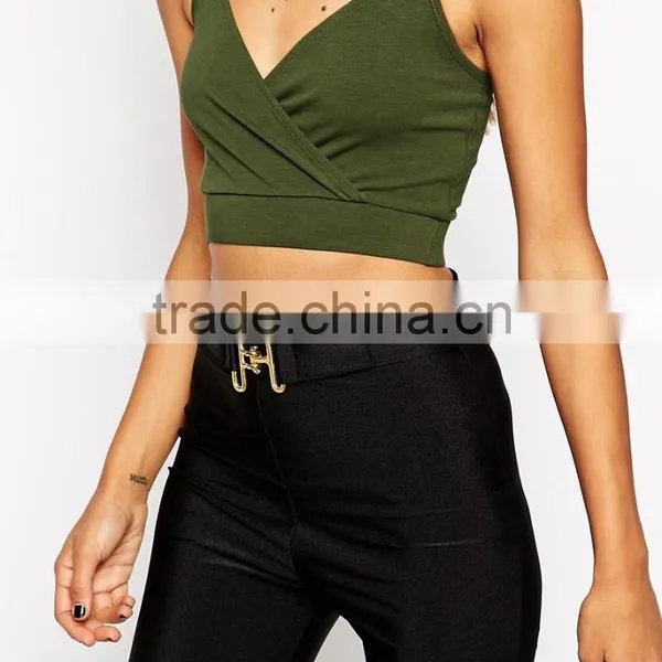 Latest Arrival Strappy Crop V-neckline Top With Wrap Front photo-4
