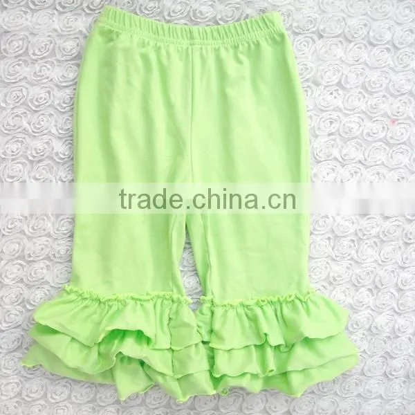 Boutique 100% Cotton Icing Pants Solid Triple Ruffle Leggings Girls Ruffle Pants photo-6