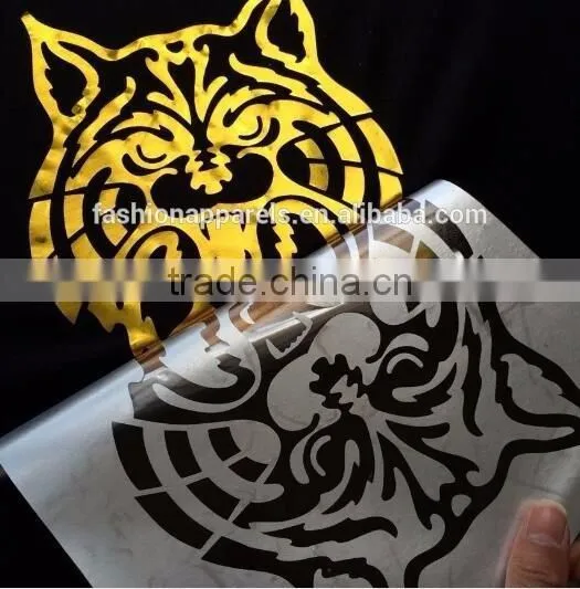 High Quality Gold Hot Stamping Foil Custom Heat Transfer Design Iron On T-shirts photo-2