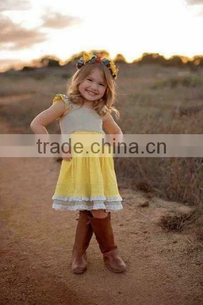 Girls Sunflower Wildling Dress Baby Well Dressed Wolf Remake Lace Linen Dress photo-2