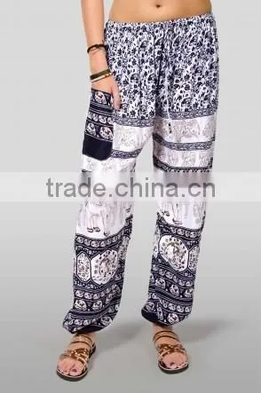 New Harem Pants Bohemian Gypsy Hippies Boho Animal Elephant Peacock Camel Thai Palazzo Pants Rayon Batik Ethnic Trouser Gypsian photo-6